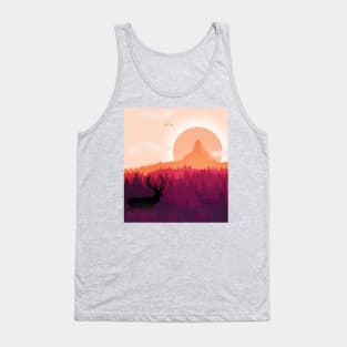 Vintage retro sunset art of zoo Tank Top